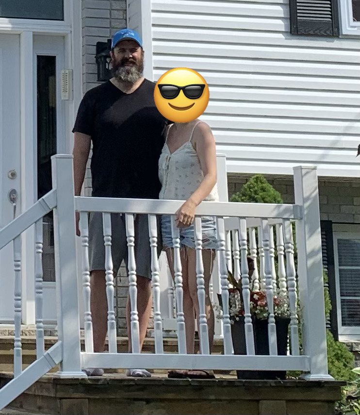 The photo that started it all - standing in front of our house at around 270lbs